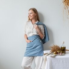 Dusty Blue Linen Cafe Apron