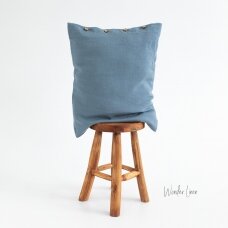 Dusty Blue Linen Pillowcase With Buttons