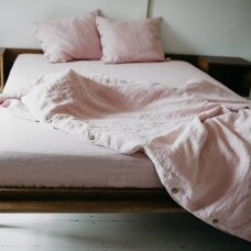 Dusty Rose Linen Duvet Cover With Buttons