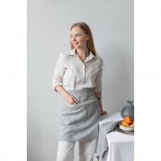 Gray Striped Linen Cafe Apron