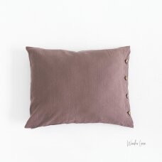 Mauve Taupe Linen Pillowcase With Buttons