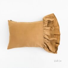 Mustard Linen Pillowcase With Ruffle