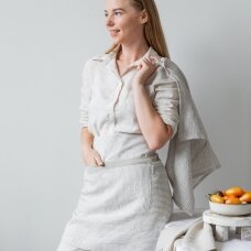 White Striped Linen Cafe Apron