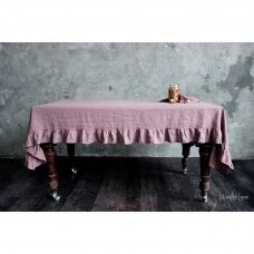 Woodrose Linen Tablecloth With Ruffle